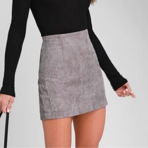 Lulu’s Light Grey Corduroy Mini Skirt, S